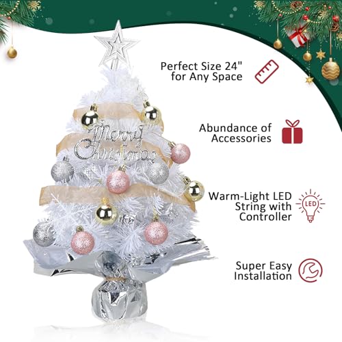 24 Inch Prelit Artificial Christmas Tree with 50 LED Lights J476
