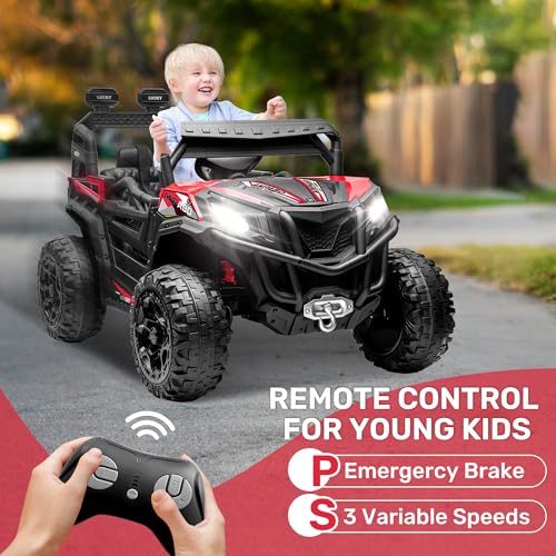 24V 4X4 Ride on Car Truck with Remote Control, 4WD/2WD Switchable Kids UTV, Blue C31702