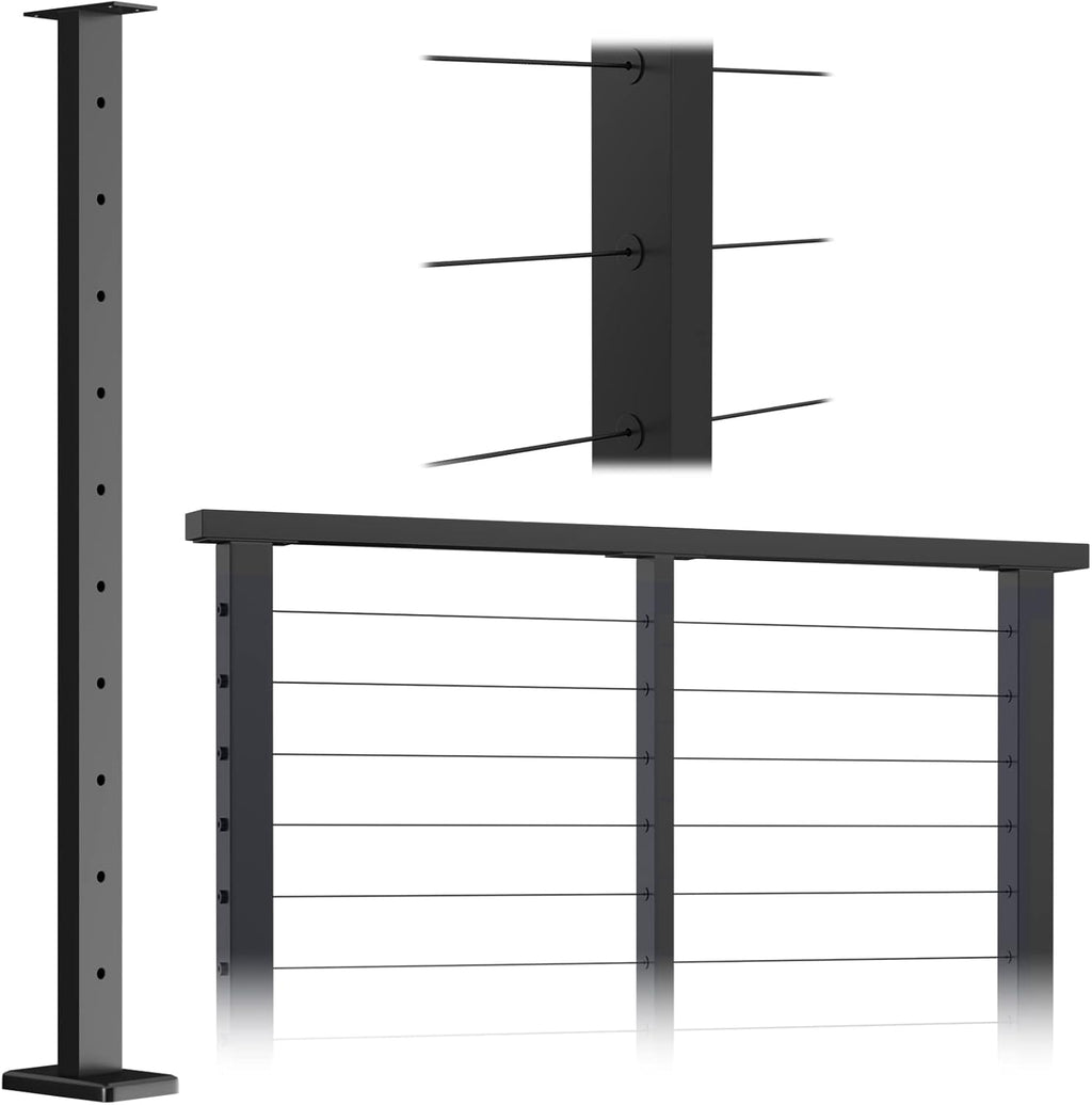 Black Powder Coated Stainless Steel Weldless Flat Top Post A988634