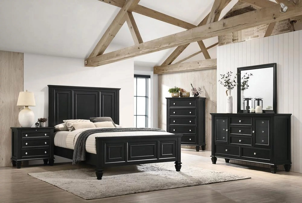 Queen Panel Bed with High Headboard Black C583021