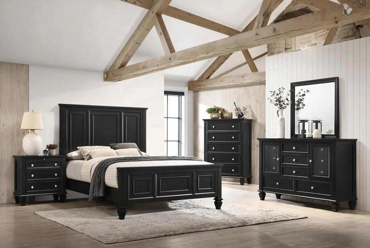 Queen Panel Bed with High Headboard Black C583021
