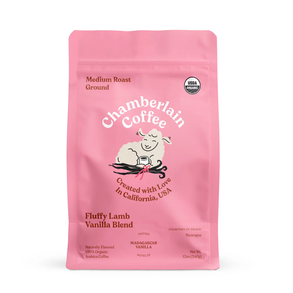Fluffy Lamb Vanilla Medium Roast Grounds, 12 oz I26695