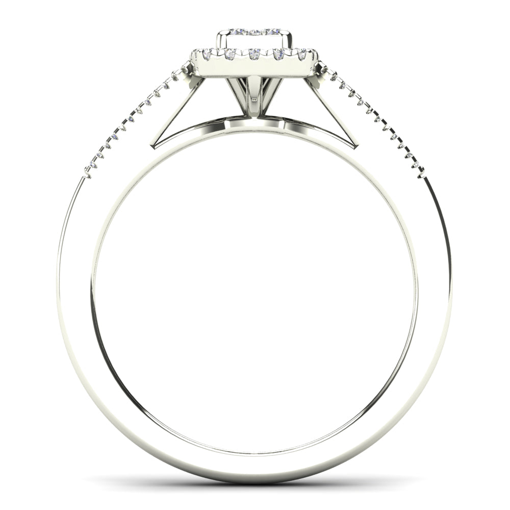 10K White Gold Diamond Square Frame Engagement Ring Q73104