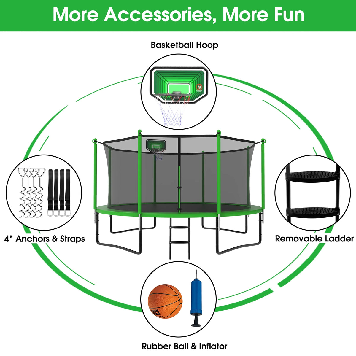 12FT Round Outdoor Trampoline with Enclosure Net Z22771