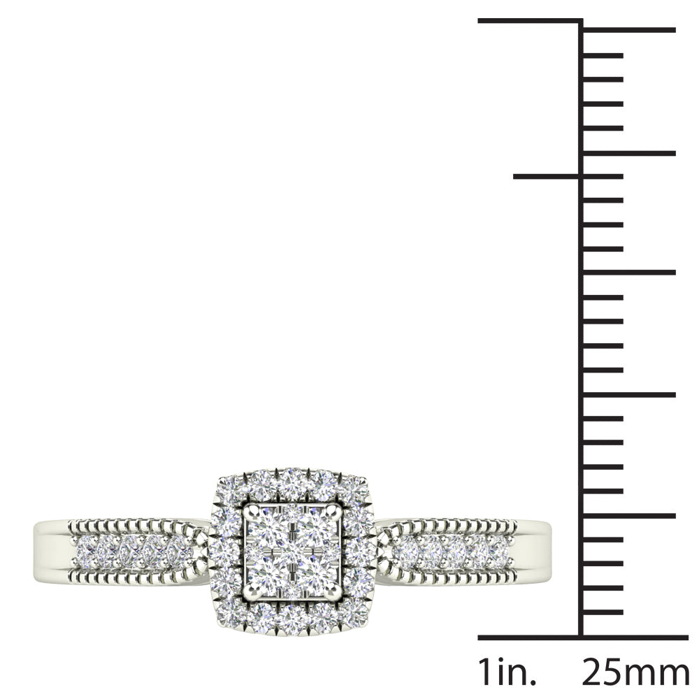 10K White Gold Diamond Square Frame Engagement Ring Q73104