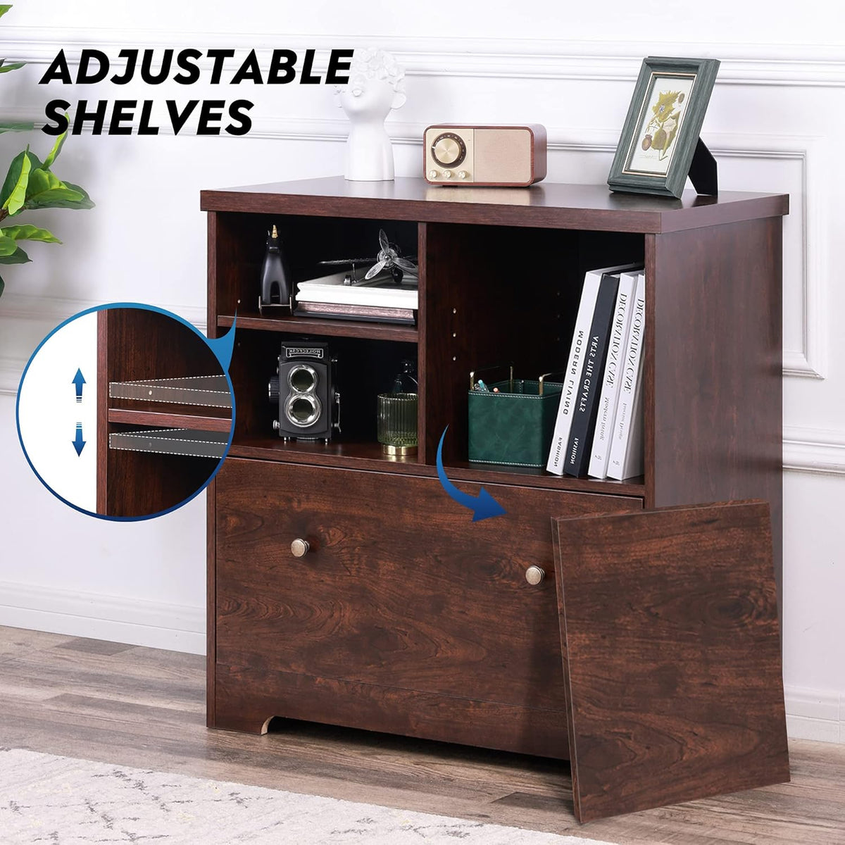 Cherry Wood File Cabinet with 1 Drawer W3997
