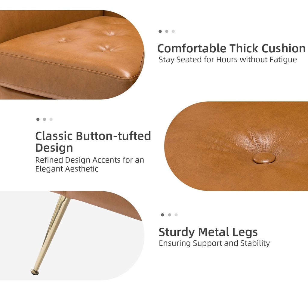 Leather Button-Tufted Arm Chair Set of 2 C82622