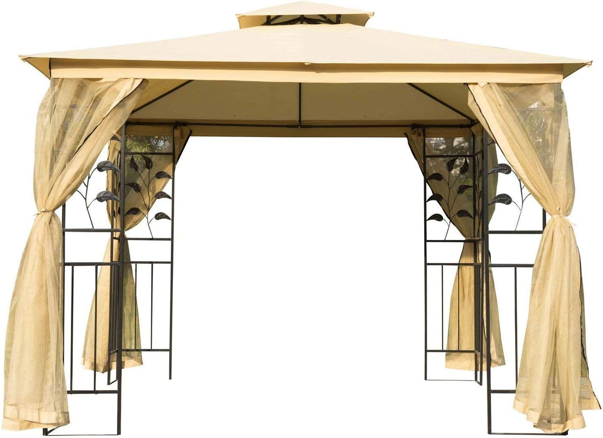 Grey 10' x 10' Outdoor Patio Gazebo Canopy with Steel Frame V94791