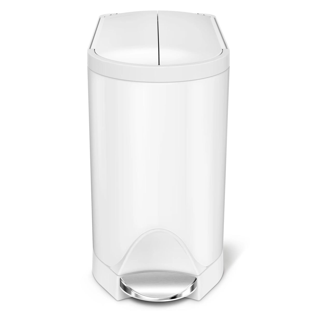 White Stainless Steel Butterfly Lid Bathroom Trash Can T283812