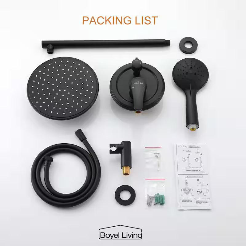 Wall Mount Dual Shower Heads with Pressure Balance Valve in Matte Black P935