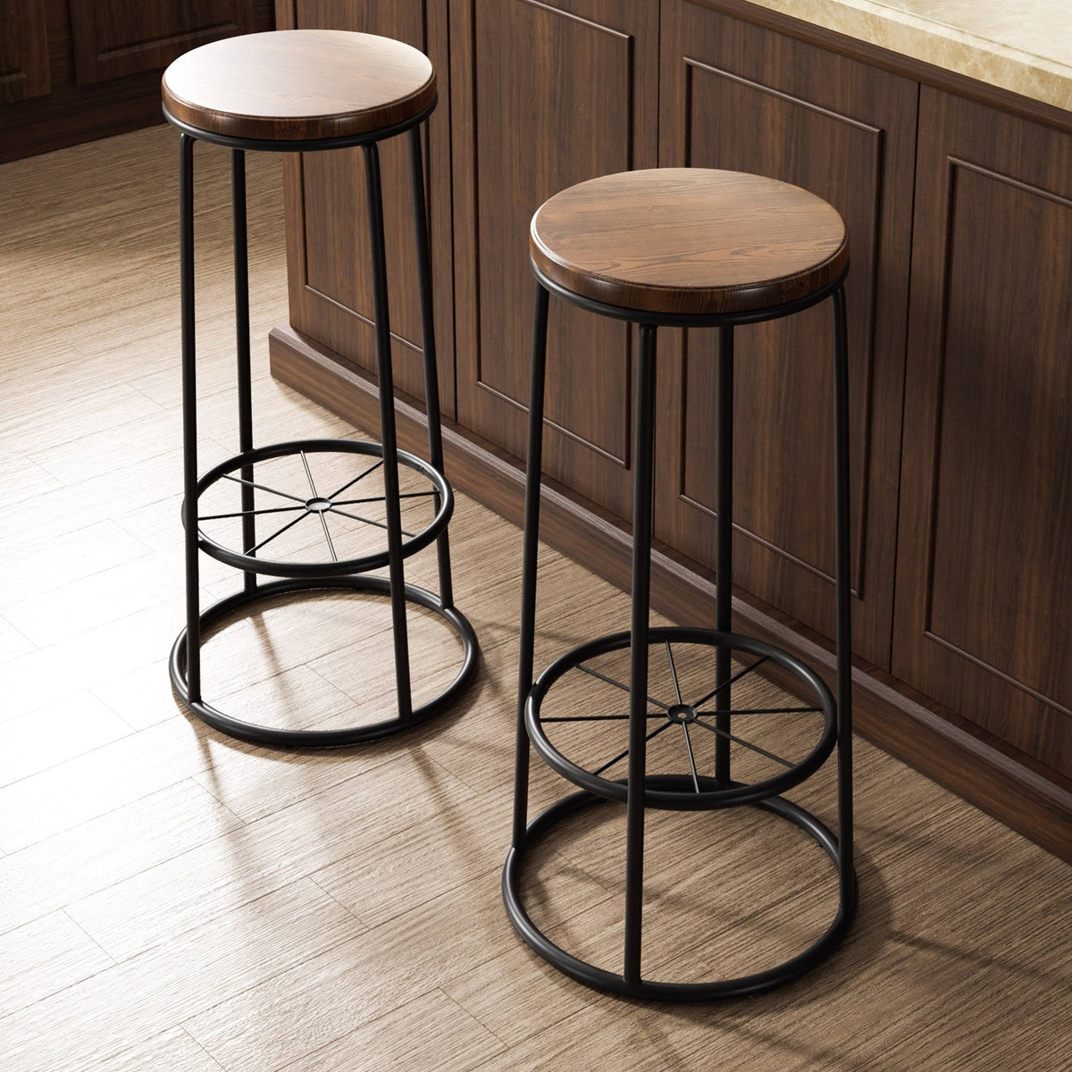 Rustic Metal Barstools Set of 2 A767