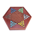 Chinese Checkers Wooden Board Game with Drawer Glass Marbles M810