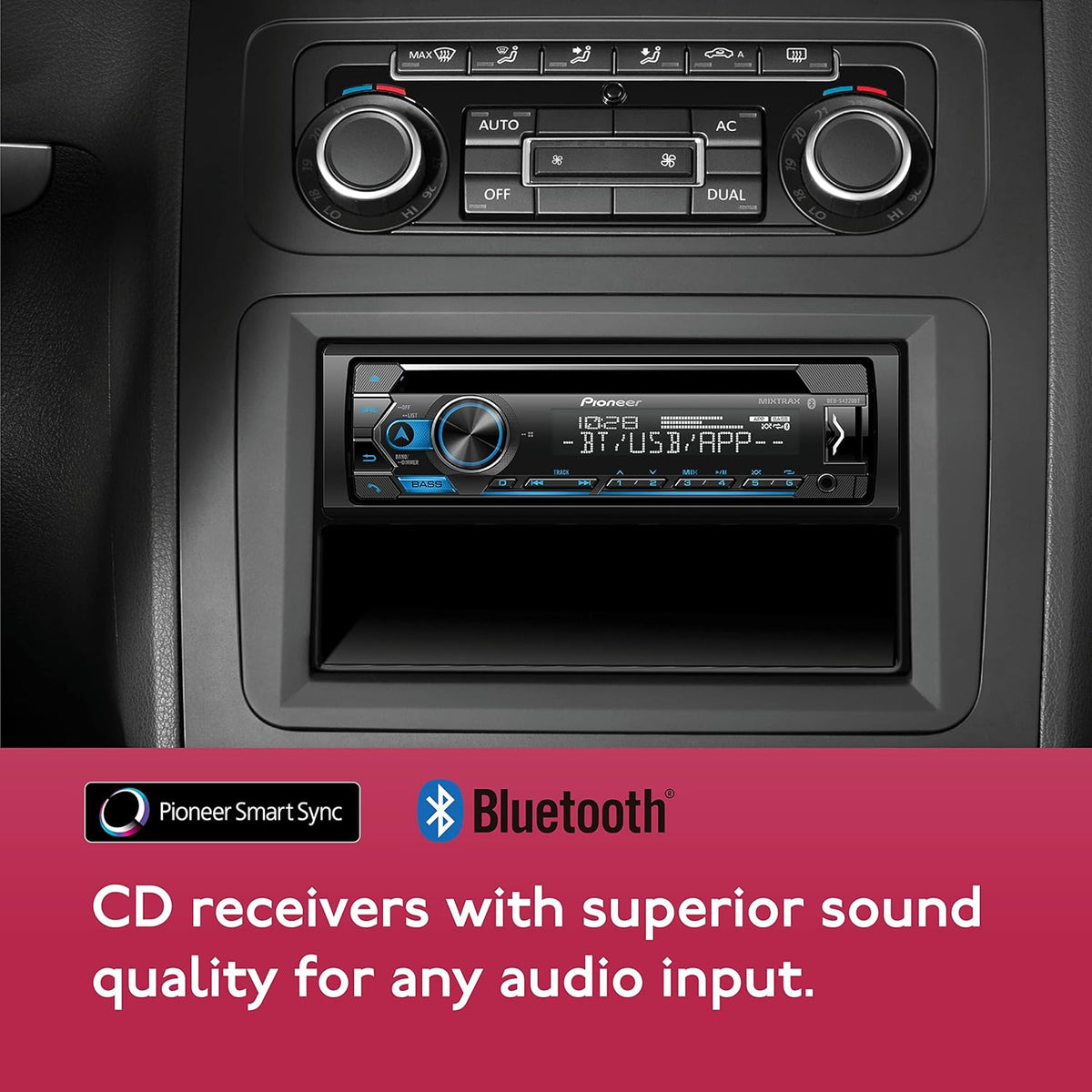 Single-Din Bluetooth CD Receiver with USB/AUX Inputs P560