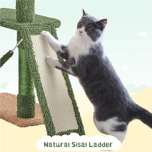 63" H Multi-Level Cat Tree with Sisal-Covered Scratching Posts & Condo & Hammock G98090