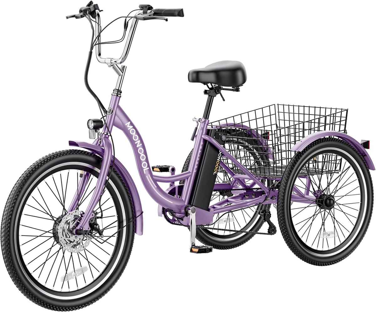 24" Electric Tricycle, 36V 10Ah 350W Lithium Battery, 7 Speed E-Trike T758