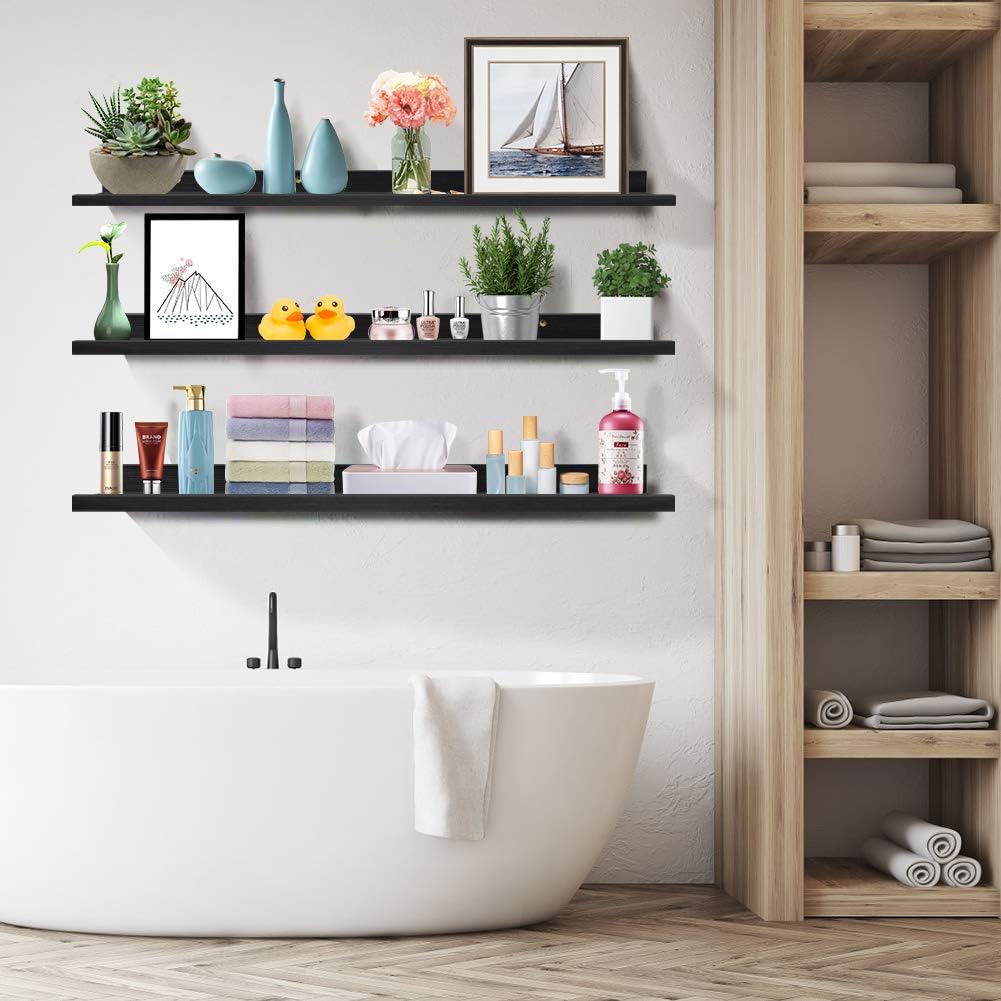 Black Wall Mount Floating Shelf Set of 3 E7471
