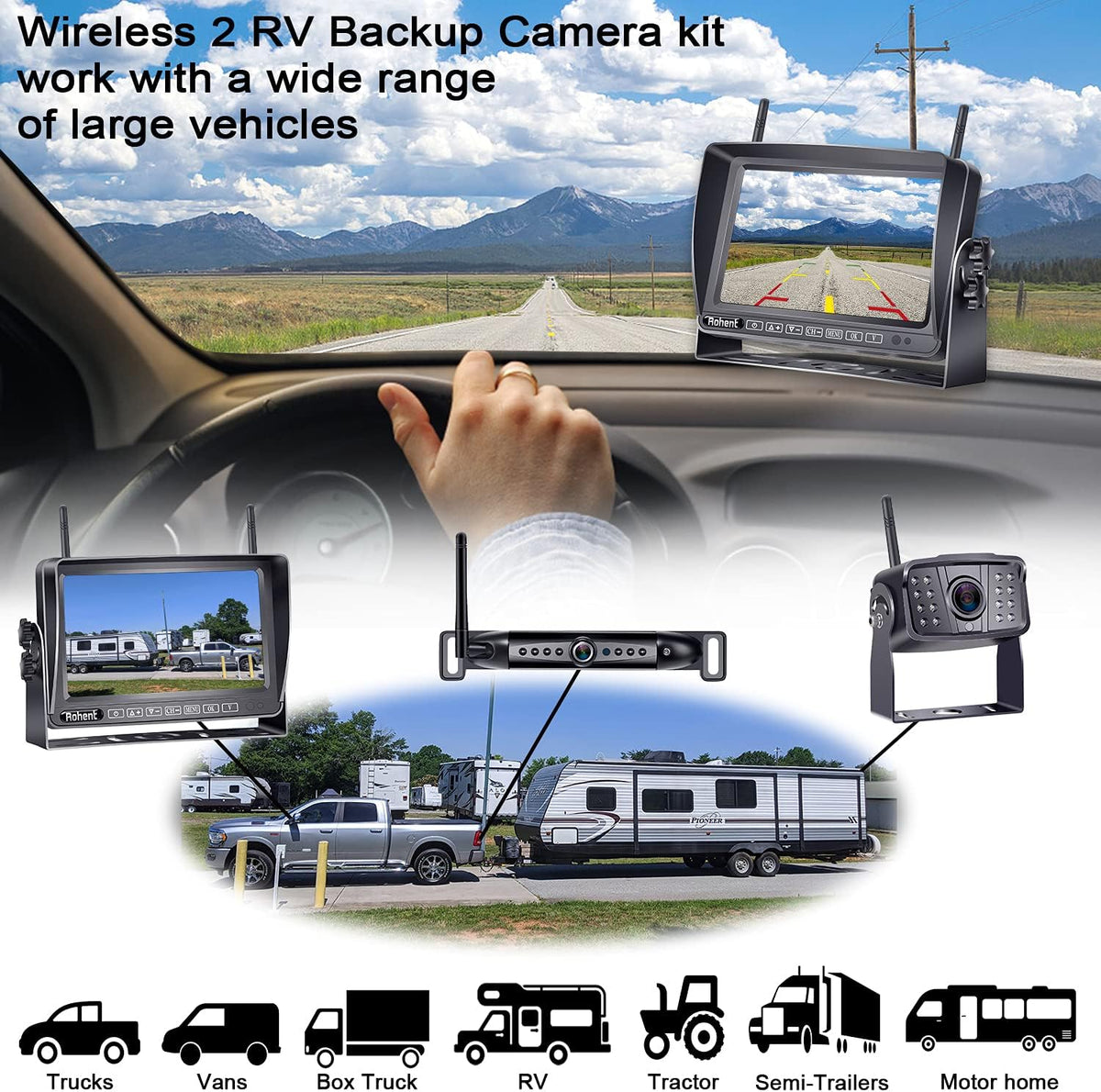 Wireless Backup Camera System with 7 Inch Monitor and 2 Cameras Z3491