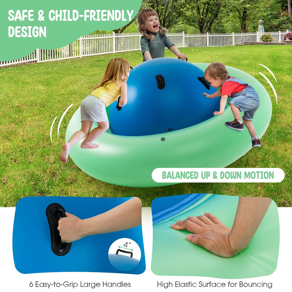 Green & Blue Inflatable Dome Rocker Bouncer with 6 Handles K3242