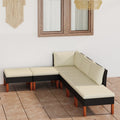 Black Poly Rattan 6 Piece Patio Set with Cushions S6465