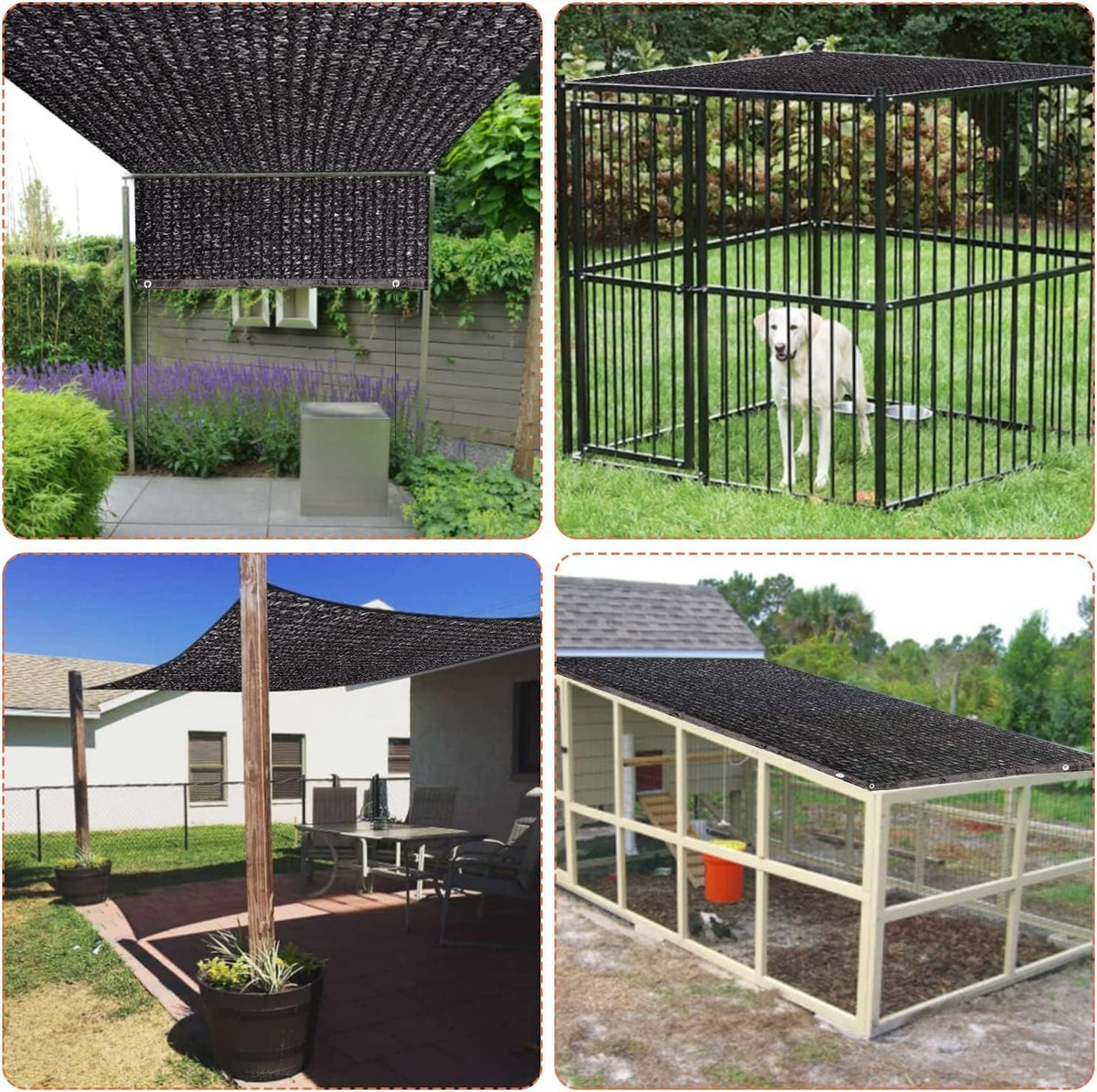 10 x 10 Feet Mesh Shade Panel with Grommets Dog Kennel Cover Y29310