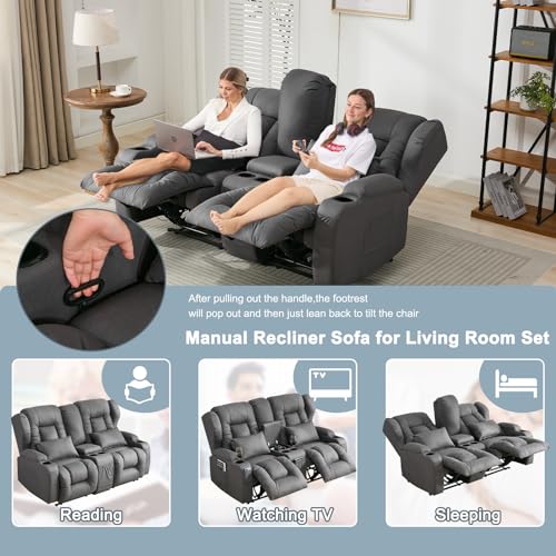 Beige RV Loveseat Recliner Sofa D511