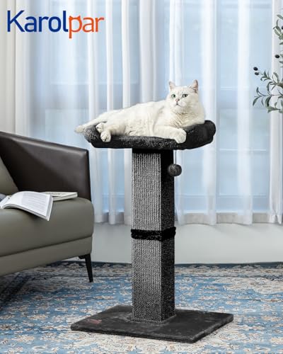 Large Sisal Cat Scratching Post with Plush Perch, Light Grey N192