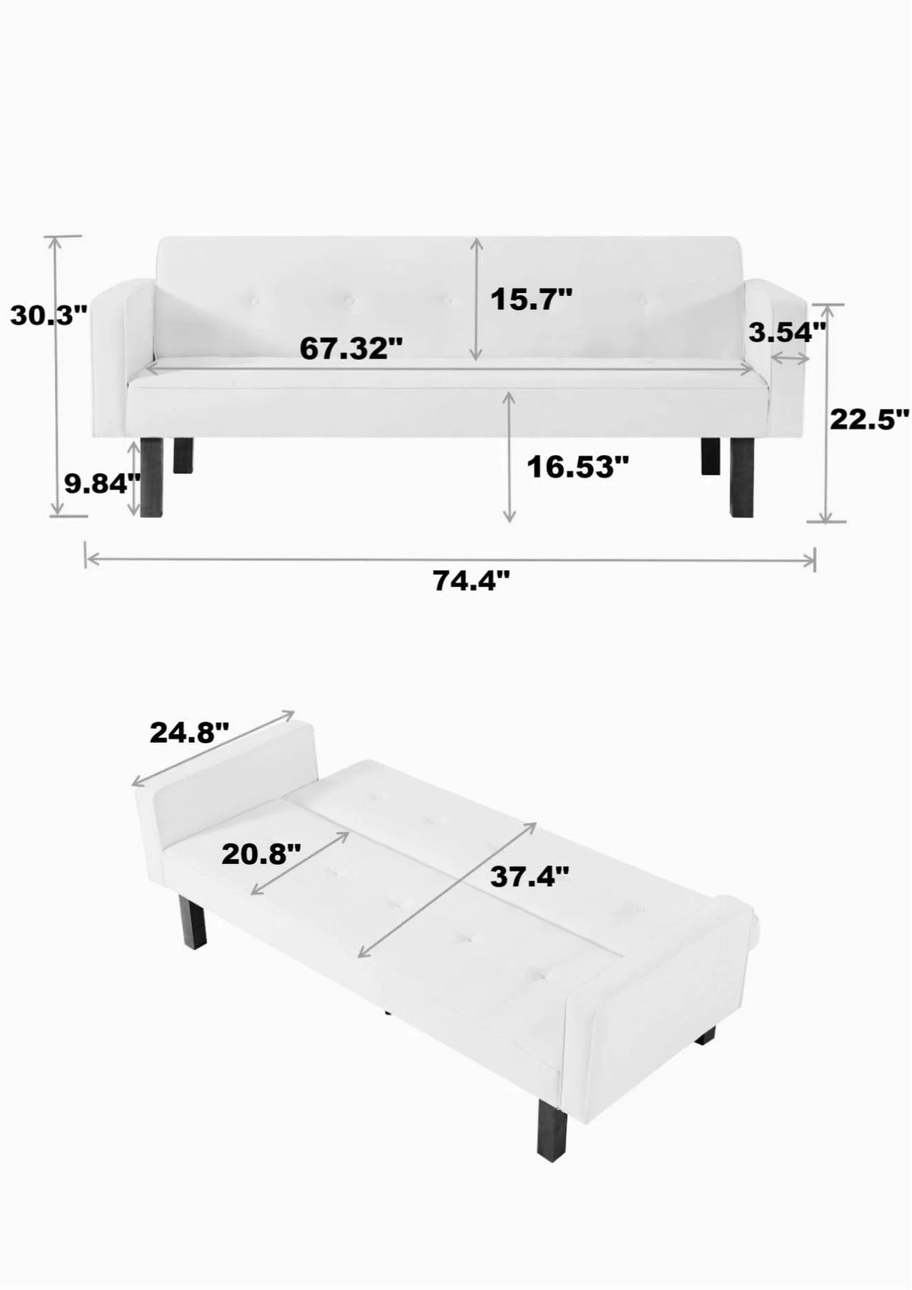 Grey Linen Futon Sofa Bed S9673