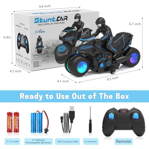 Remote Control Motorcycle with RGB Wheels Lights N1108