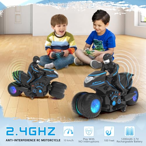 Remote Control Motorcycle with RGB Wheels Lights N1108