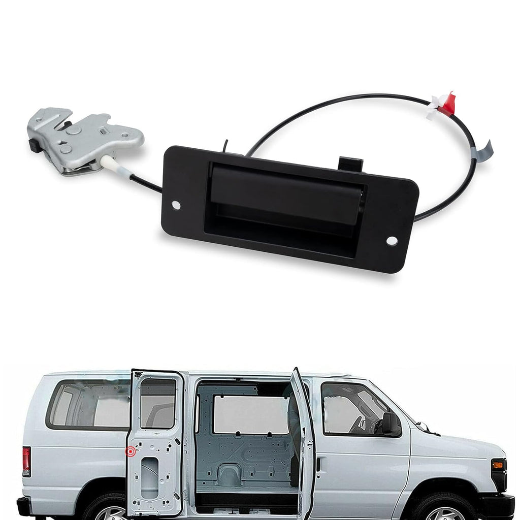 Right Side Rear Exterior Cargo Door Handle & License Plate Housing Frame Bracket for 08-21 Ford E150 E250 E350 E450, Pack of 2 W991