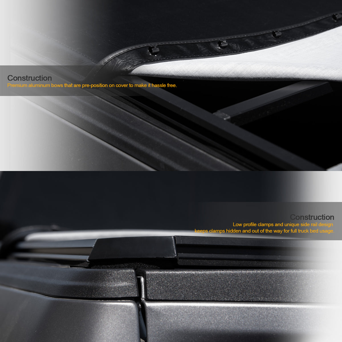 Black Hidden Snap Tonneau Cover for 6.5 Feet Bed C246