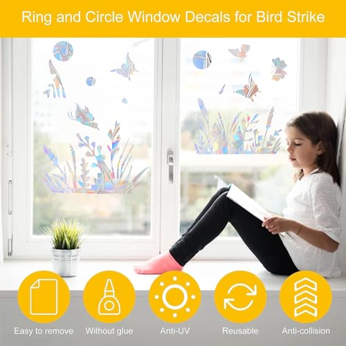 36PCS Snowflake Window Stickers Non Adhesive Prismatic Vinyl Rainbow Decals U20697