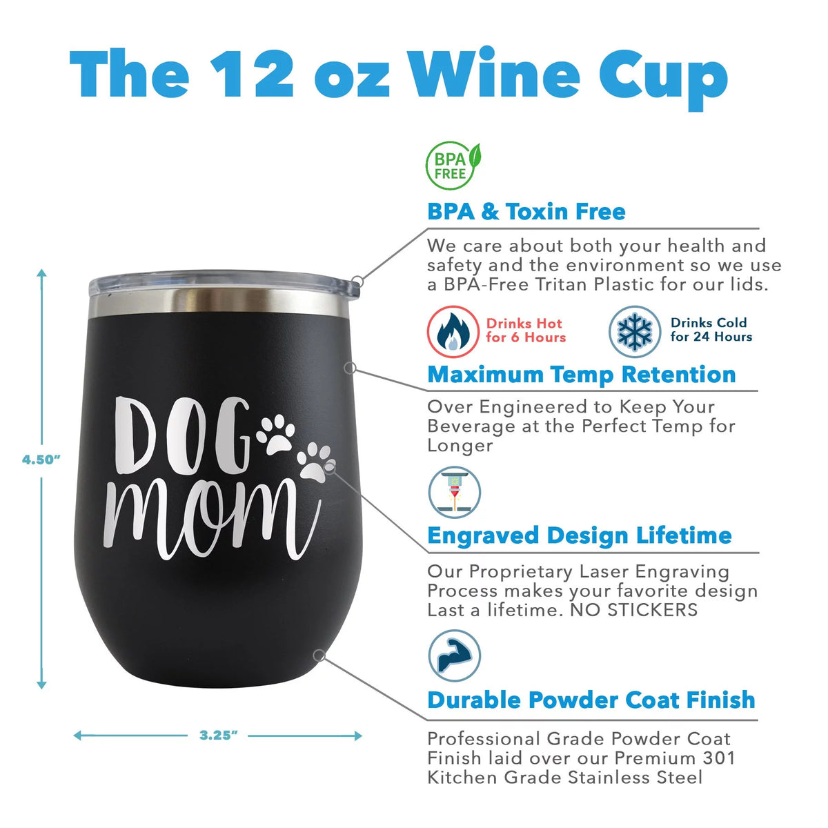 Engraved 12 oz Red Wine Cup F199