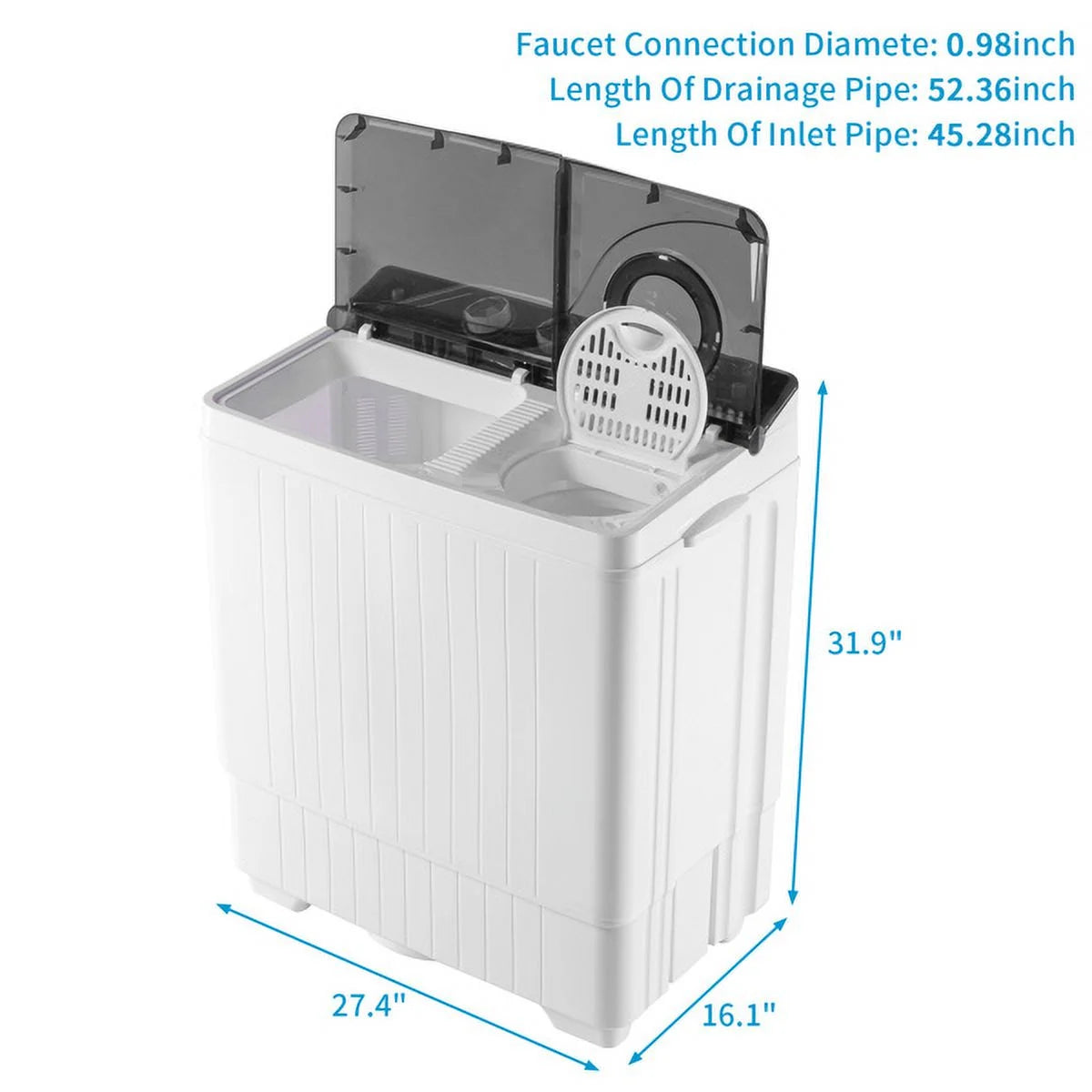 Semi-automatic Twin Tub Washing Machine, White & Black R27103
