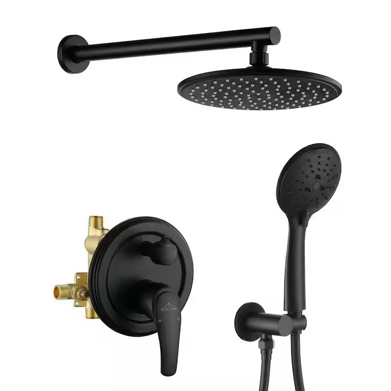 Wall Mount Dual Shower Heads with Pressure Balance Valve in Matte Black P935