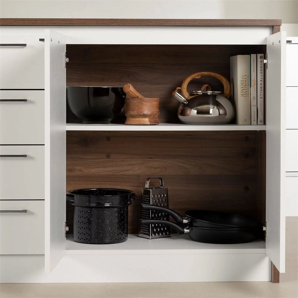 Natural Walnut and White Kitchen Island N7006