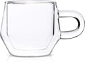 Clear 4Oz Double Walled Glass Espresso Cups with Handles O851