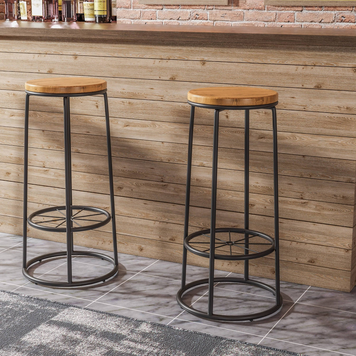 Rustic Metal Barstools Set of 2 A767