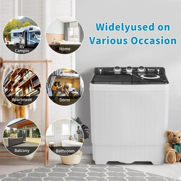 Semi-automatic Twin Tub Washing Machine, White & Black R27103