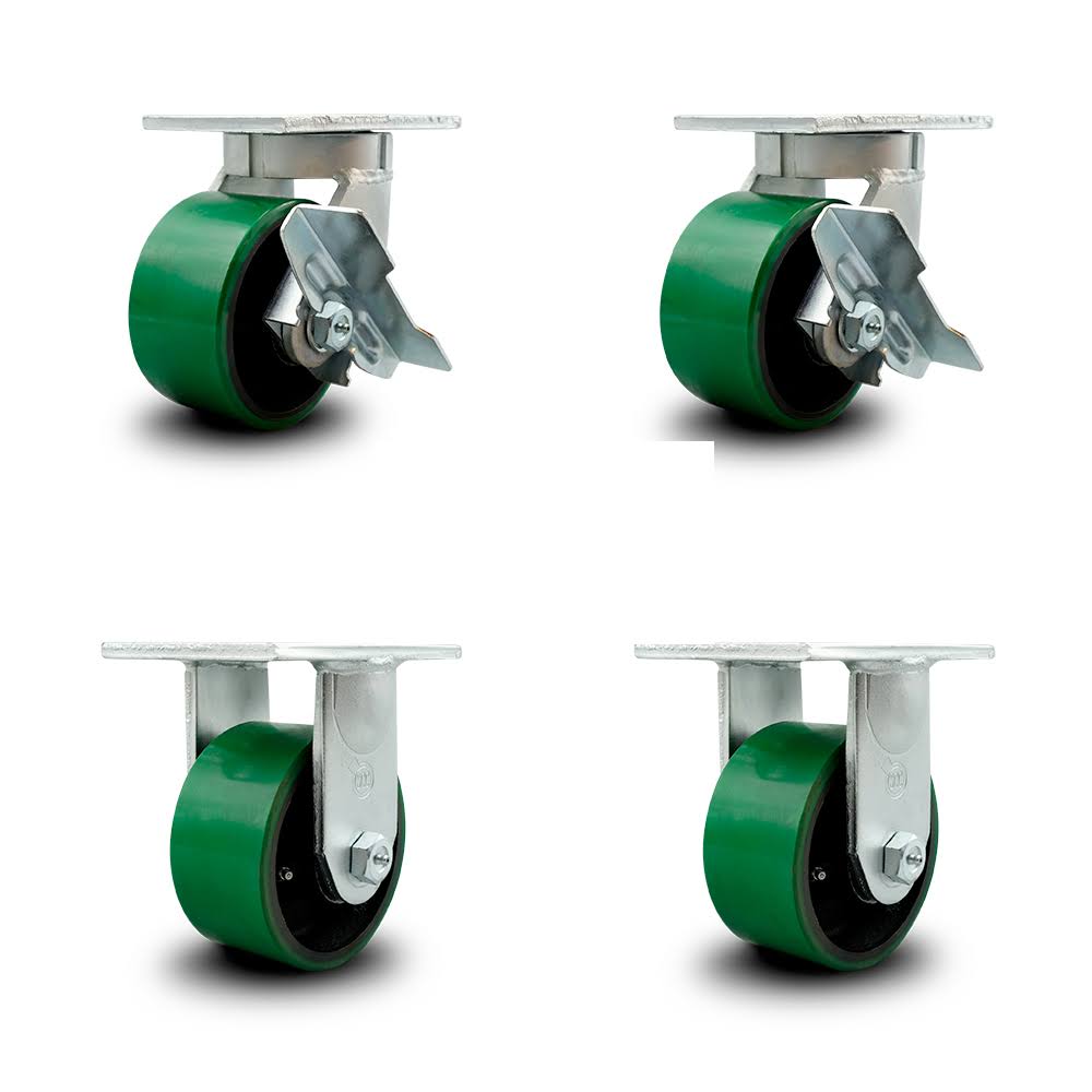 6 x 3 Polyurethane Caster Set with Brakes 8,000 lbs B734