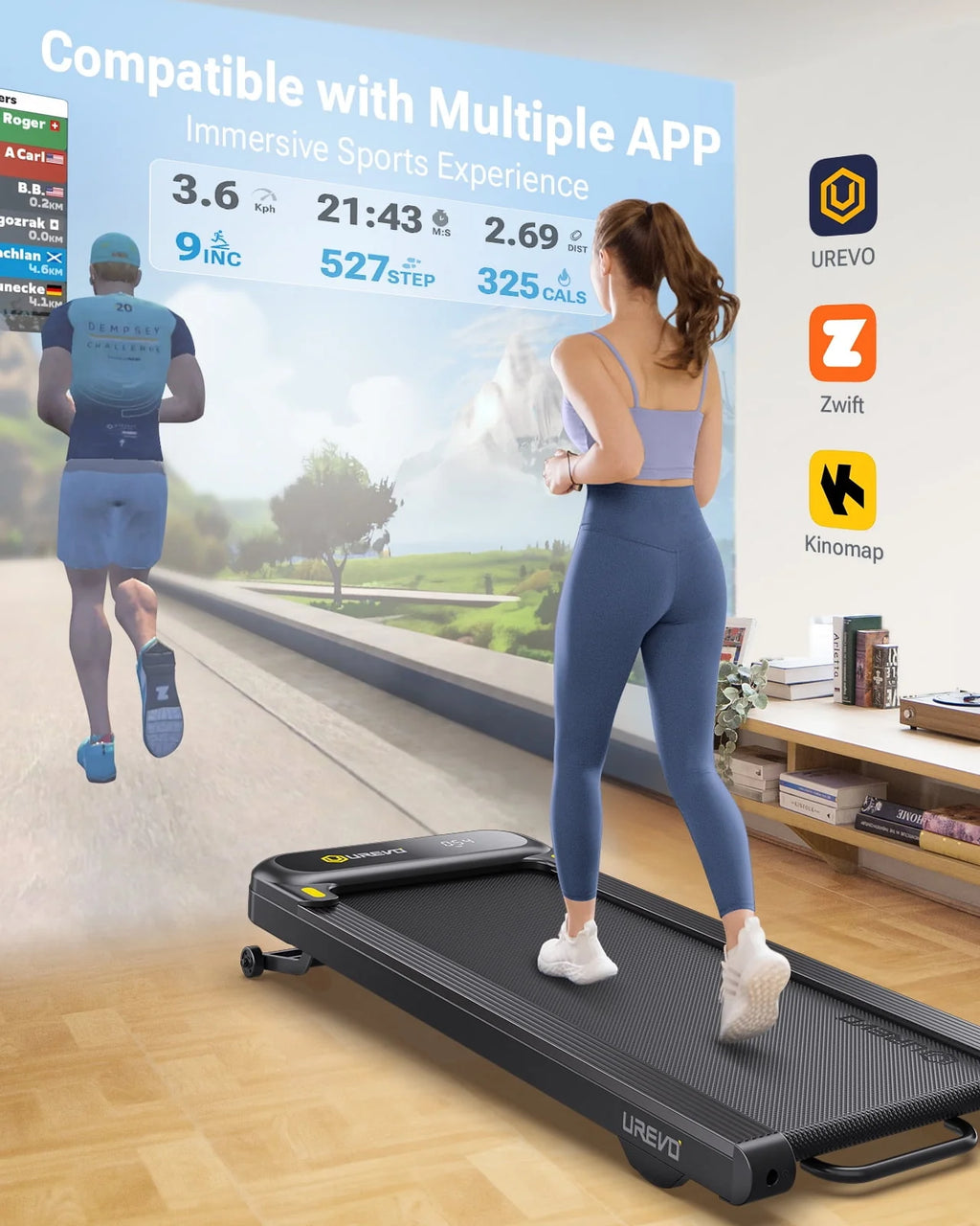 2 in 1 Under Desk Treadmill with Remote Control Q711