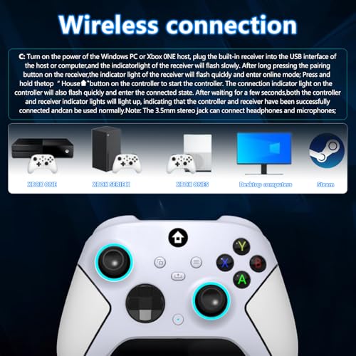Wireless 2.4GHz Controller with 7 Colors RGB Light, 1000mAh Battery, 3.5mm Audio Jack B47398