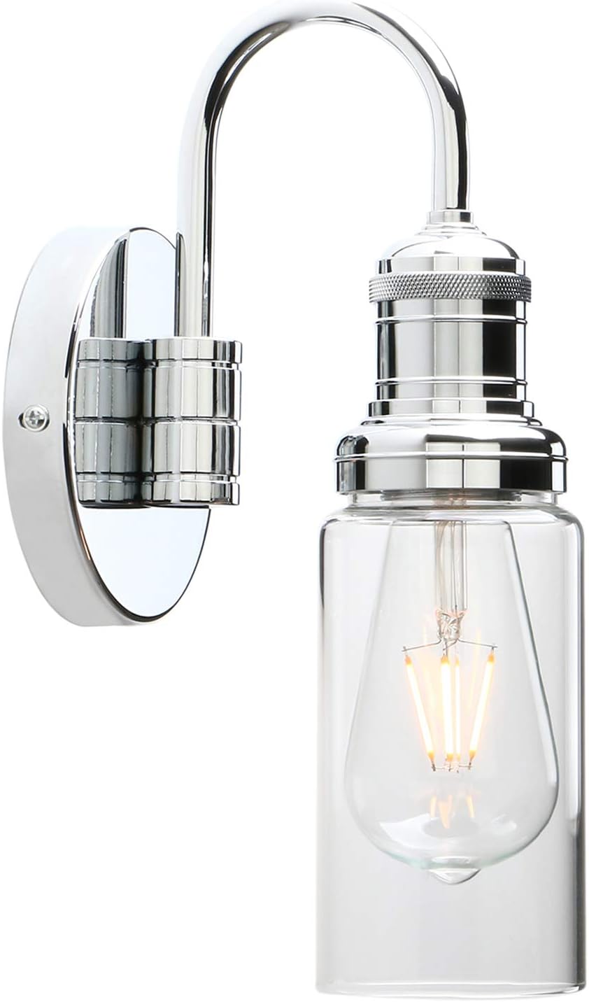 Vintage Gooseneck Wall Sconce with Clear Glass Shade K4778