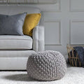 Gray Cotton Round Pouf Ottoman K855048