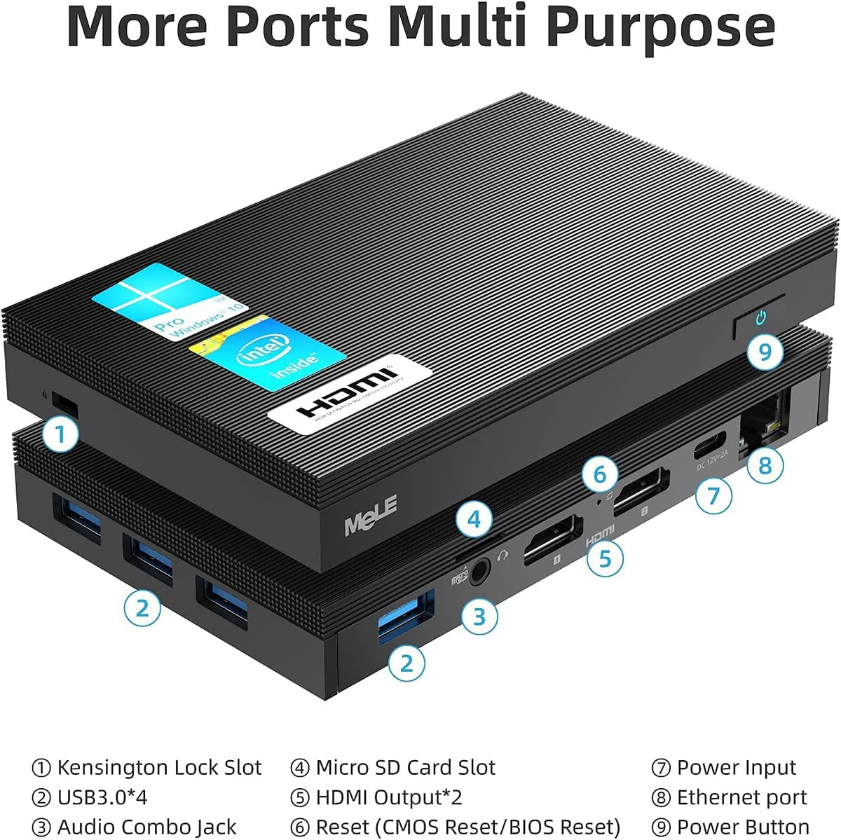 Fanless Mini PC Window11 Pro Celeron J4125 8GB/128GB Small Desktop Computer S776379