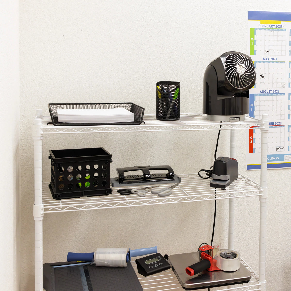 4-Tier White Wire Shelf Unit I81518
