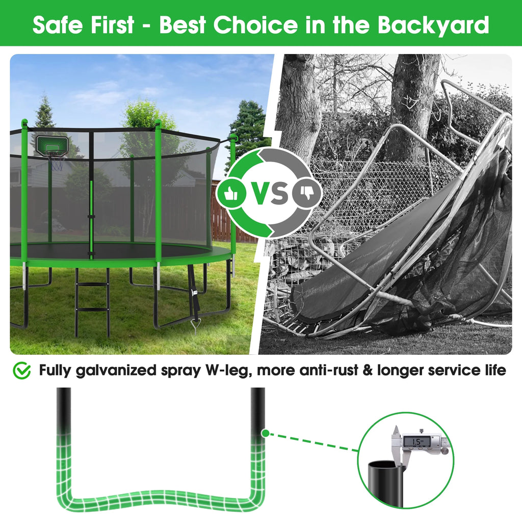 12FT Round Outdoor Trampoline with Enclosure Net Z22771