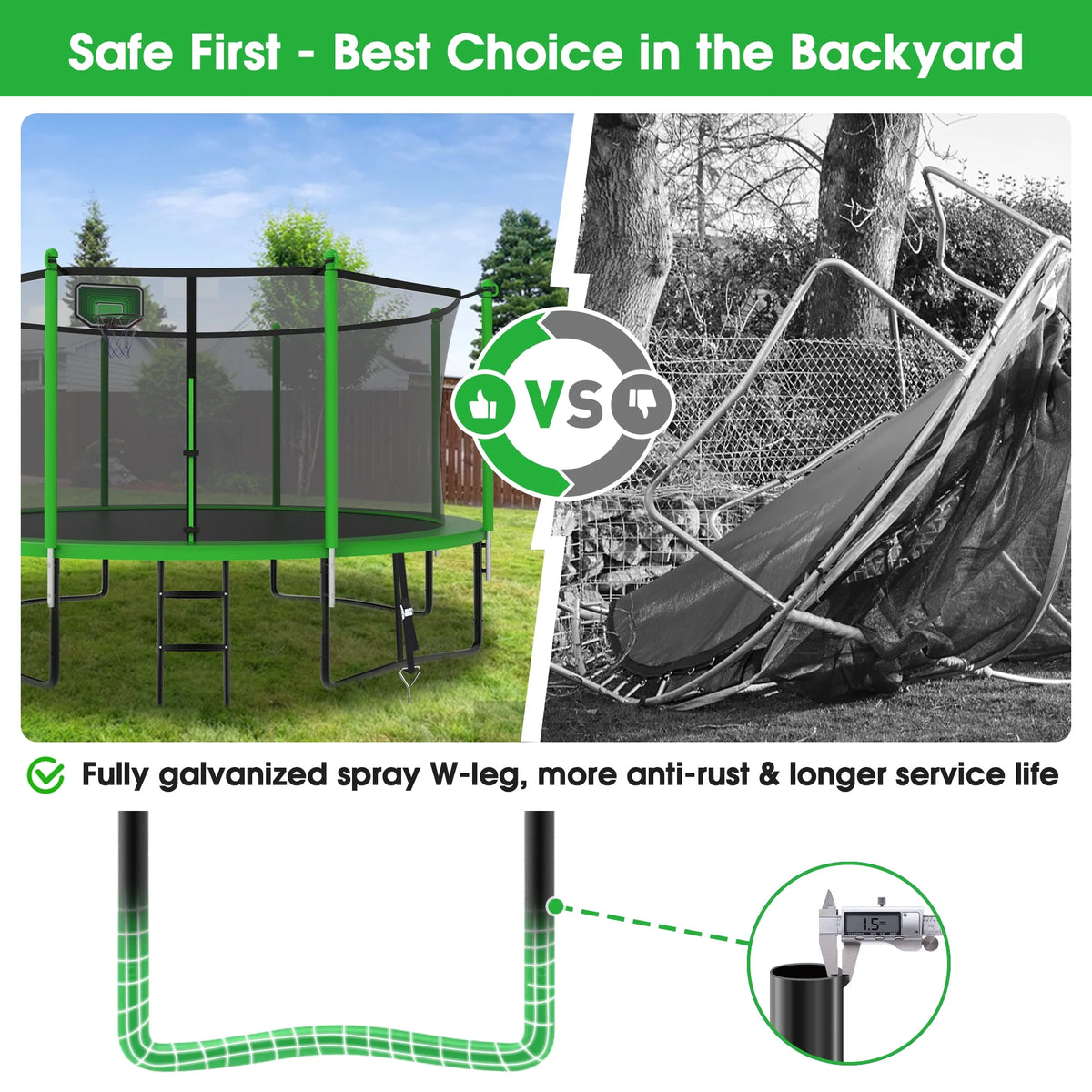 12FT Round Outdoor Trampoline with Enclosure Net Z22771