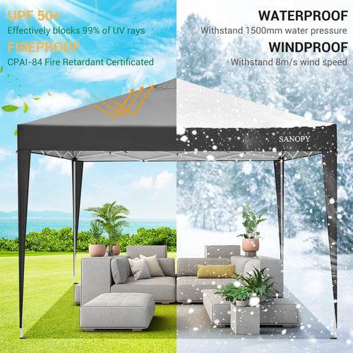 10'x10' Pop Up Canopy Tent with Sandbag & Carrying Bag, Khaki R980627