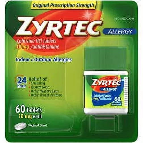 24 Hour Allergy Relief Tablets 10 mg Cetirizine HCl 60 Count F327432